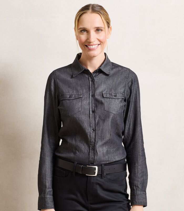 Women's jeans stitch denim shirt Thumbnail