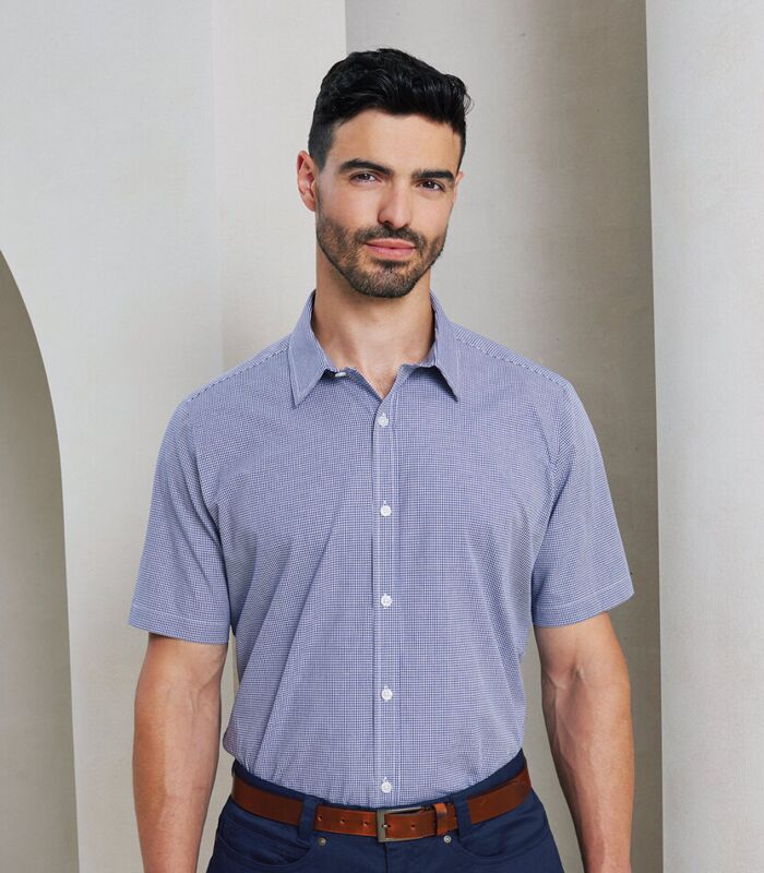 Microcheck (Gingham) short sleeve cotton shirt Thumbnail