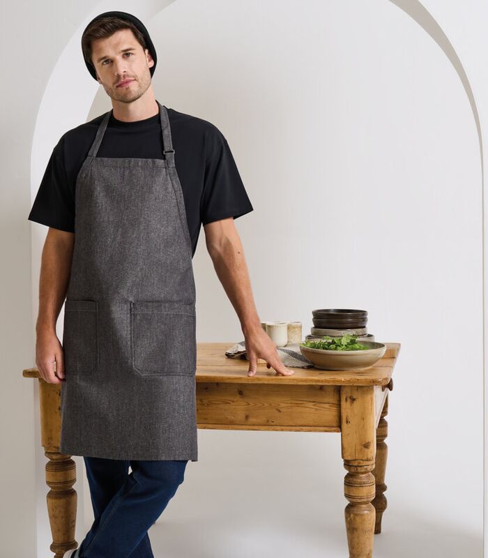 Cotton denim bib apron, organic and Fairtrade certified Thumbnail