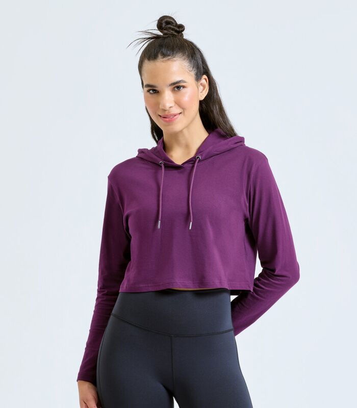Women's TriDri® cropped hooded long sleeve t-shirt Thumbnail