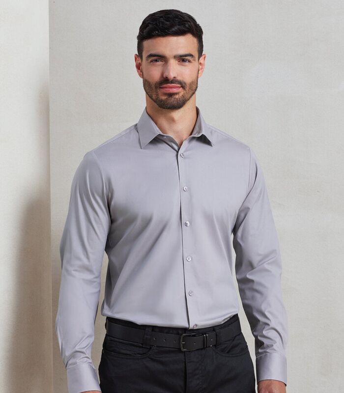 Stretch fit cotton poplin long sleeve shirt Thumbnail