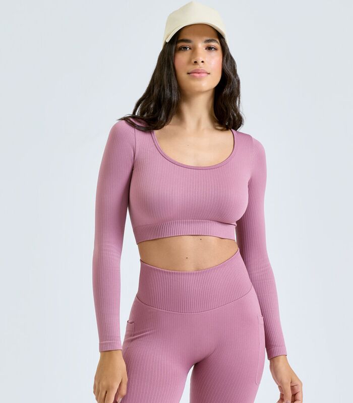 "Women's TriDri® ribbed seamless "3D fit" crop top" Thumbnail