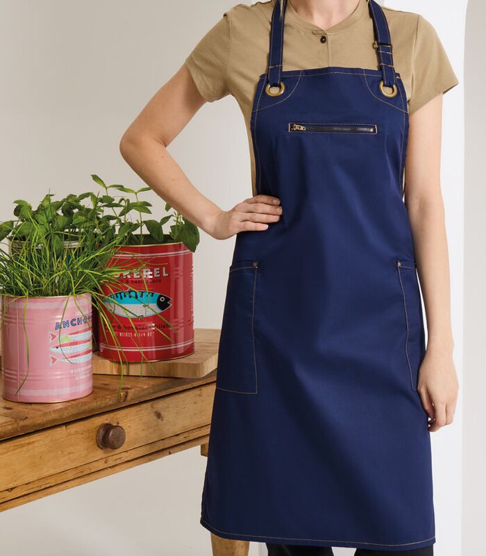 ‘Barley’ Contrast Stitch Bib Apron Thumbnail