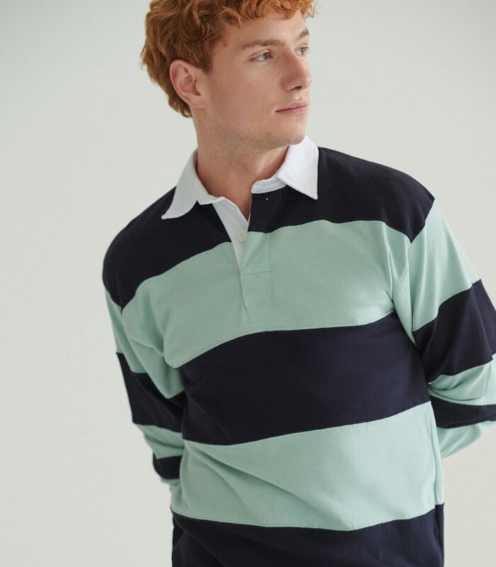 Sewn stripe long sleeve rugby shirt Thumbnail